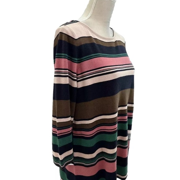 J. Jill Women’s Sweater Colorful Striped Tunic MEDIUM Long Sleeve Cotton Blend - Picture 4 of 8